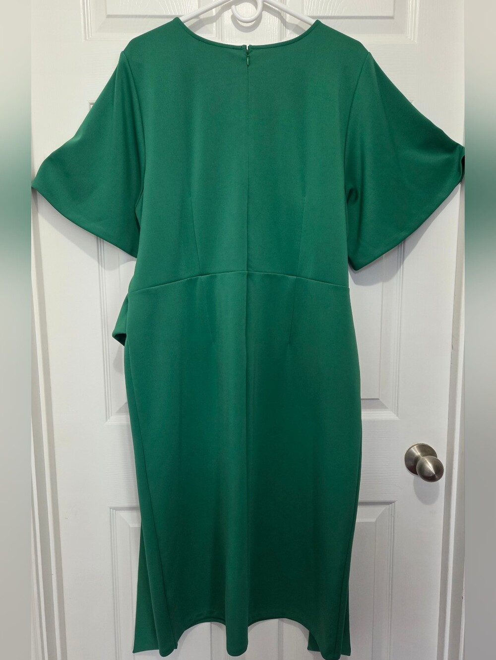 Eloquii Emerald Green Wrap Style Flutter Sleeve Front Slit Dress Plus Size 20 - Picture 8 of 11
